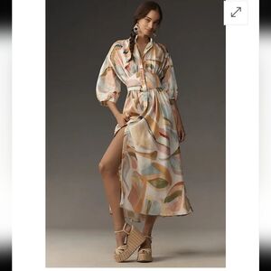 Acler Posthill Linen Colorful Abstract Maxi Dress